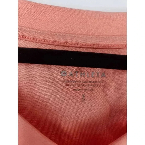Athleta Willow V Neck Sweatshirt Orange Salmon Size Small New With Tags - Picture 6 of 6